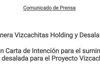 Los Andes Cooper comunica acuerdo para suministro de agua desalada de Proyecto Vizcachitas