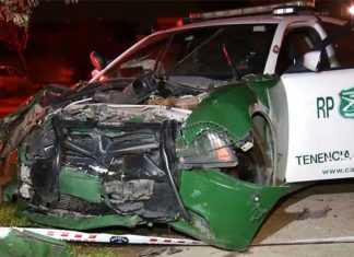 Vehículo policial choca durante persecución en San Felipe